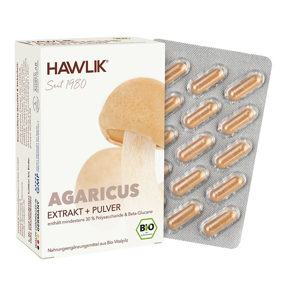 HALWIK Bio Agaricus 60 Extrakt + Pulver Kapseln