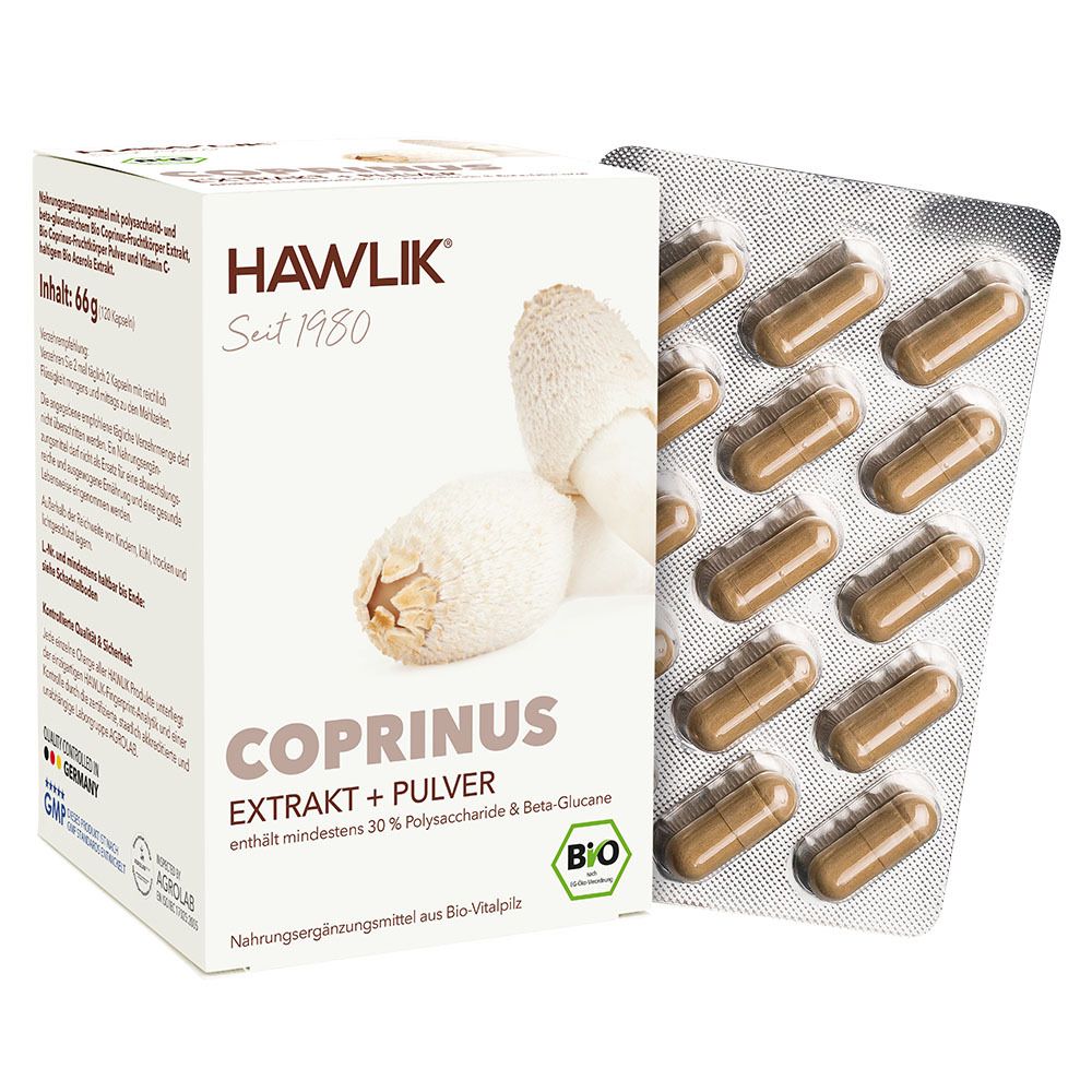 HAWLIK Bio Coprinus 120 Extrakt + Pulver Kapseln