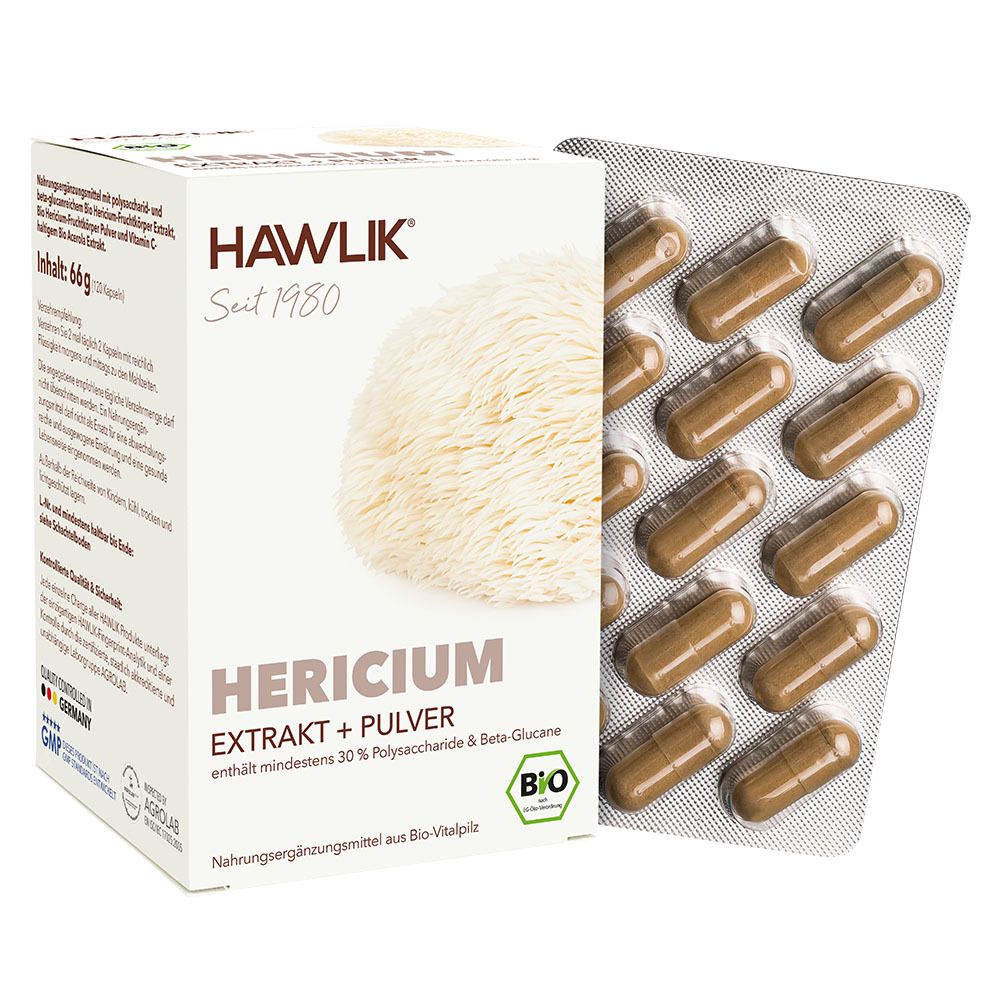HAWLIK Bio Hericium (Lions´s mane) 120 Extrakt + Pulver Kapseln