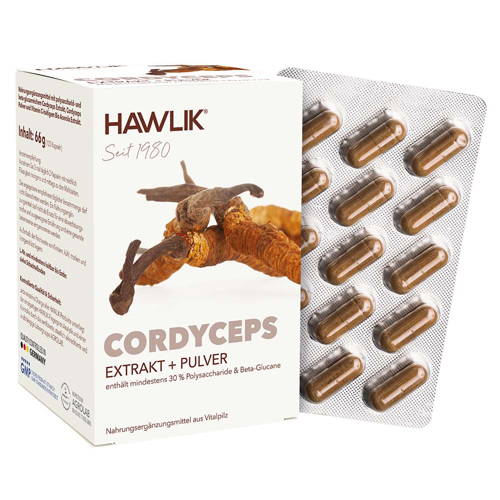 HAWLIK Cordyceps Extrakt + Pulver 120 Kapseln