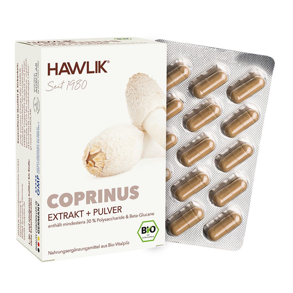 HAWLIK Bio Coprinus 60 Extrakt + Pulver Kapseln