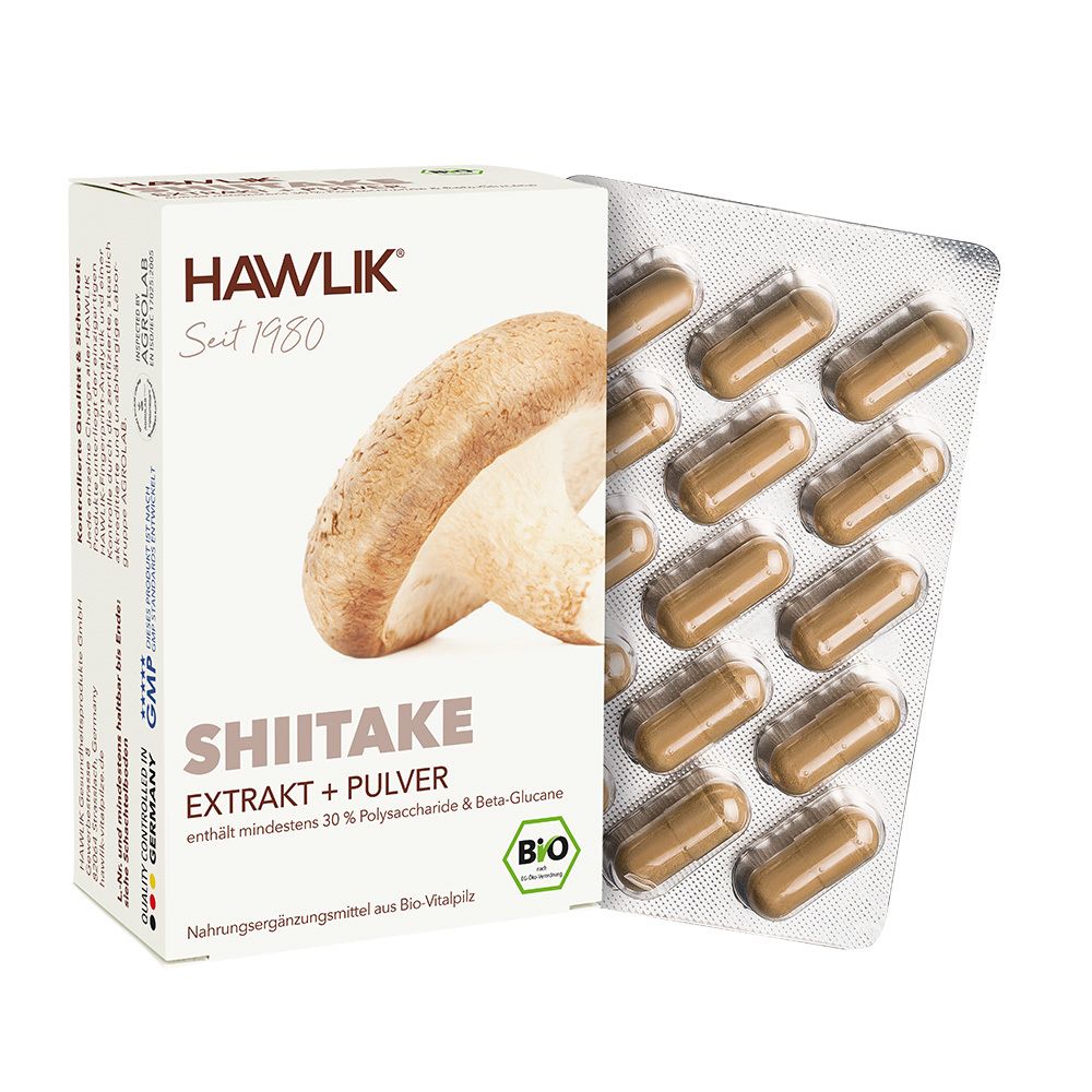 HAWIK Bio Shiitake Extrakt plus Pulver 60 Kapseln