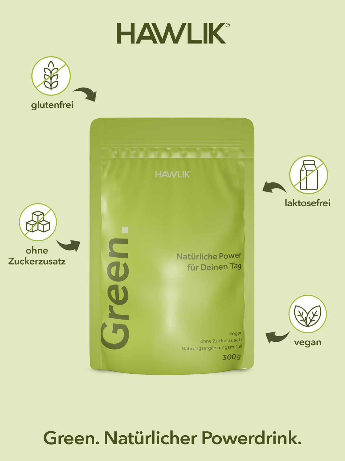 Green Natürlicher Powerdrink mit Vorteilen: Glutenfrei ohne Zuckerzusatz, laktosefrei und vegan
